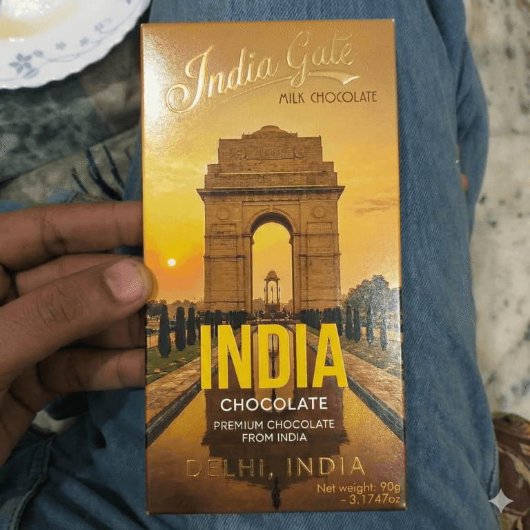 India Gate milk chocolate in packaging inspired by Delhi